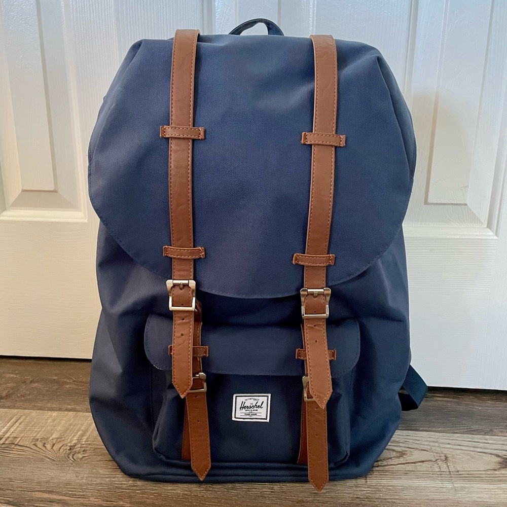 Herschel Little America Laptop Backpack navy/tan synthetic leather